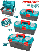 Total 3 Pcs Plastic Tool Boxes Set 14+17+20" Professional TPBXK0031