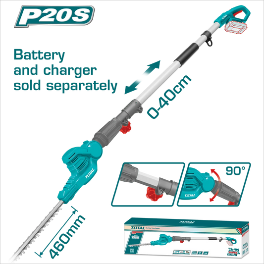 Total Lithium-ion Pole Hedge Trimmer Solo Garden Tool Tpht201601