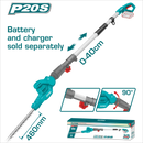 Total Lithium-ion Pole Hedge Trimmer Solo Garden Tool Tpht201601