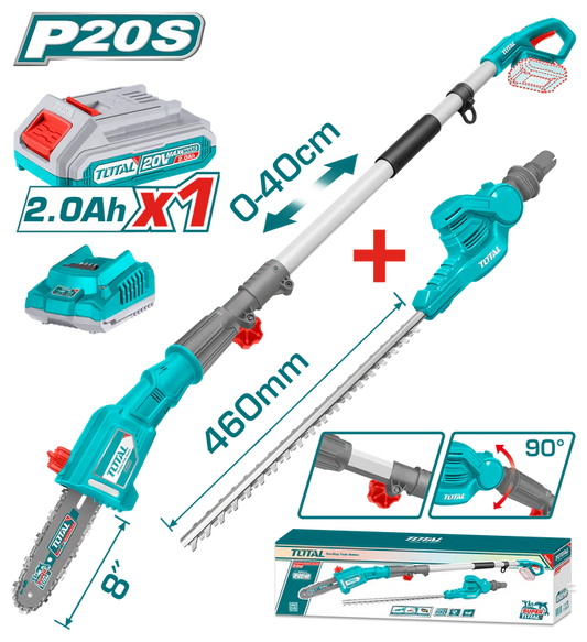 Total Cordless Pole Saw With Pole Hedge Trimmer Kit Garden Tool Tpts201681