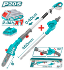 Total Cordless Pole Saw With Pole Hedge Trimmer Kit Garden Tool Tpts201681