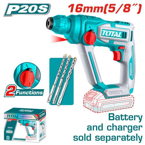 Total 20v P20s Cordless Rotary Hammer Drill Solo 850rpm Trhli20168