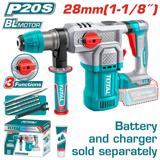 Total 20v P20s Cordless Rotary Hammer Solo 930rpm Trhli20286