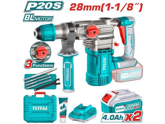 Total 20v P20s Lithium-ion Rotary Hammer Solo 930rpm Trhli20288