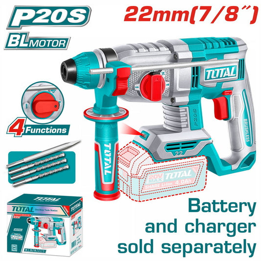 Total 20v P20s Cordless Rotary Hammer Solo 1100rpm Trhli21228