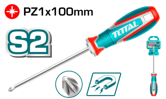Total Pozidriv Screwdriver Pz1x100mm Tsdpz1100