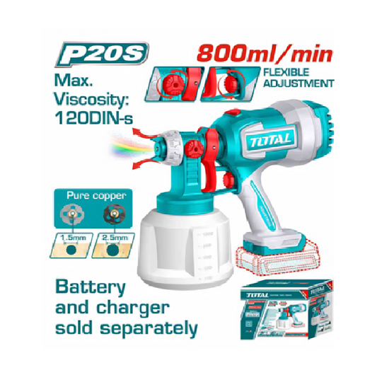 Total 20v P20s Cordless Spray Gun Kit 800ml/min Tsgli20042
