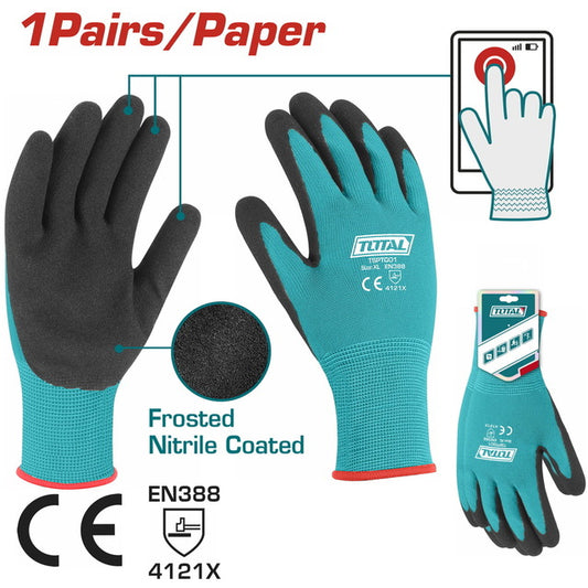 Total Nitrile Frosted Coated Gloves  Xl Size Professional TSPTG01