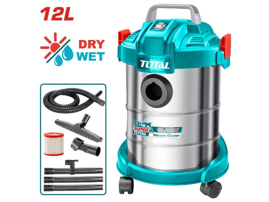 Total 800w Vacuum Cleaner Wet & Dry 12litre Tvc14122