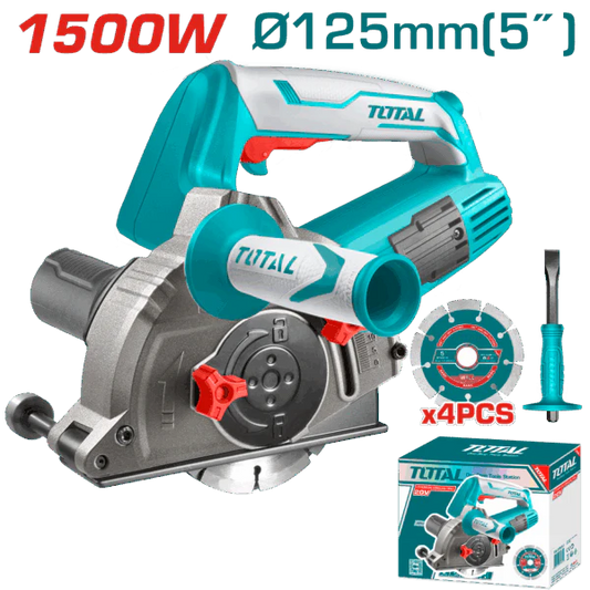 Total 1500w Wall Chaser 125mm With Dust Exhaust Pipe Twlc1256