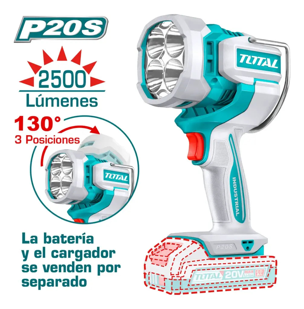 Total 20v P20s Cordless Work Lamp Torch Solo 2500 Lumens Twli20885