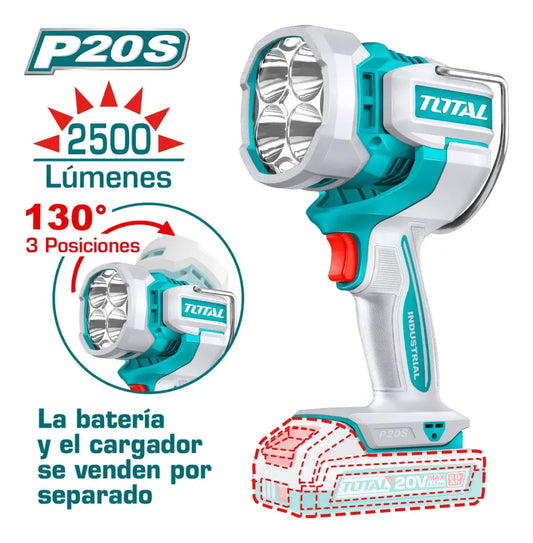 Total 20v P20s Cordless Work Lamp Torch Solo 2500 Lumens Twli20885