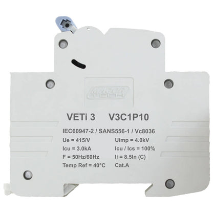 6A Single Pole Miniature Circuit Breaker (MCB) | C-Curve | 3kA | VETi