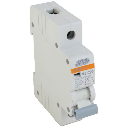 20A Single Pole Miniature Circuit Breaker (MCB) | C-Curve | 3kA | VETi