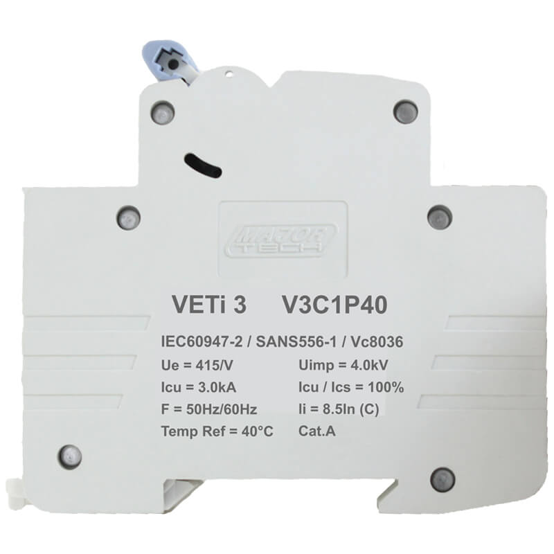 40A Single Pole Miniature Circuit Breaker (MCB) | C-Curve | 3kA | VETi