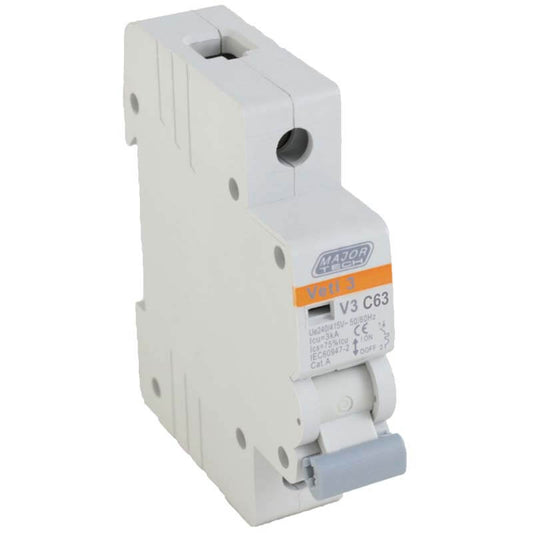 63A Single Pole Miniature Circuit Breaker (MCB) | C-Curve | 3kA | VETi