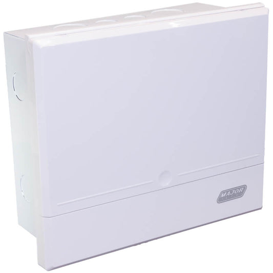 8-10 Way Flush Mount Distribution Board - Durable Metal Tray with Adjustable DIN Rail