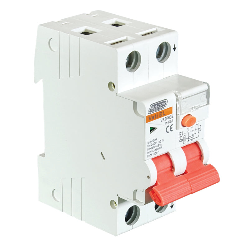 VETi 63A Double Pole Electronic Earth Leakage | VCB | DIN Rail Mounted
