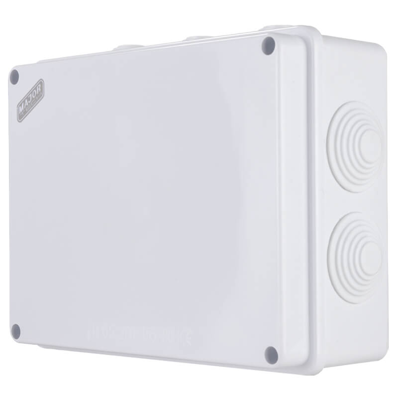 IP65 Rectangular Junction Box with Rubber Glands | 200mm x 155mm x 80mm | IK08 Rated