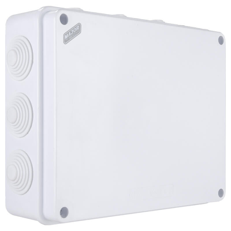 IP65 Rectangular Junction Box with Rubber Glands | 255mm x 200mm x 80mm | IK08 Rated