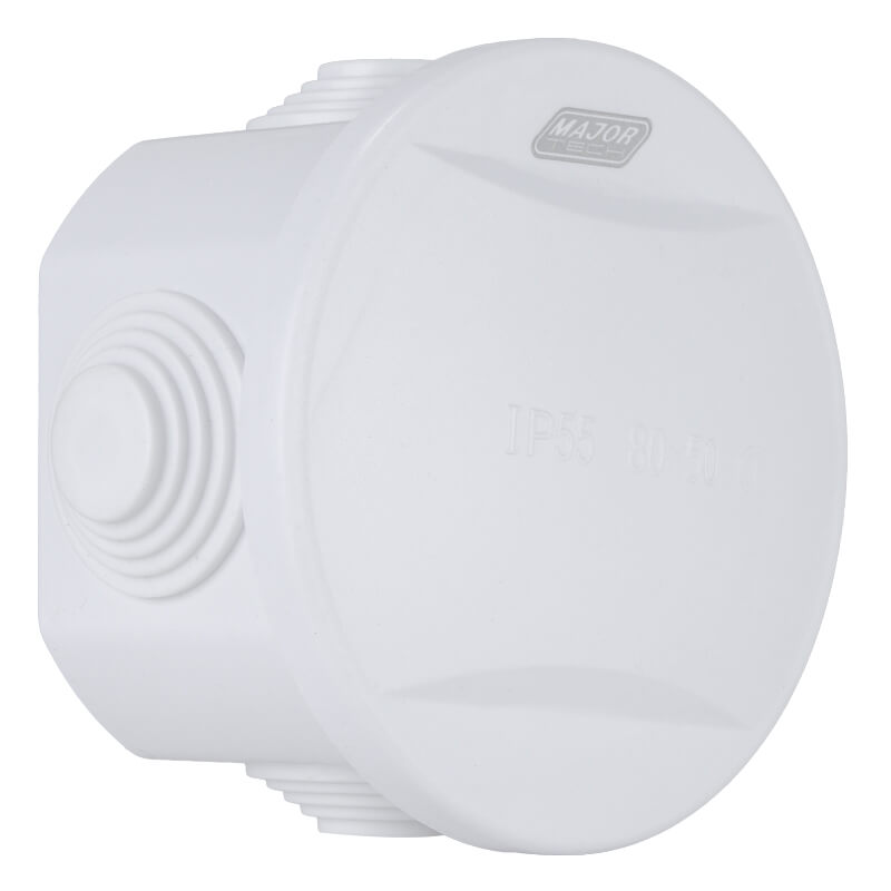 VETi IP55 Round Junction Box with Rubber Glands | Ø80mm x 50mm | IK08 Rated