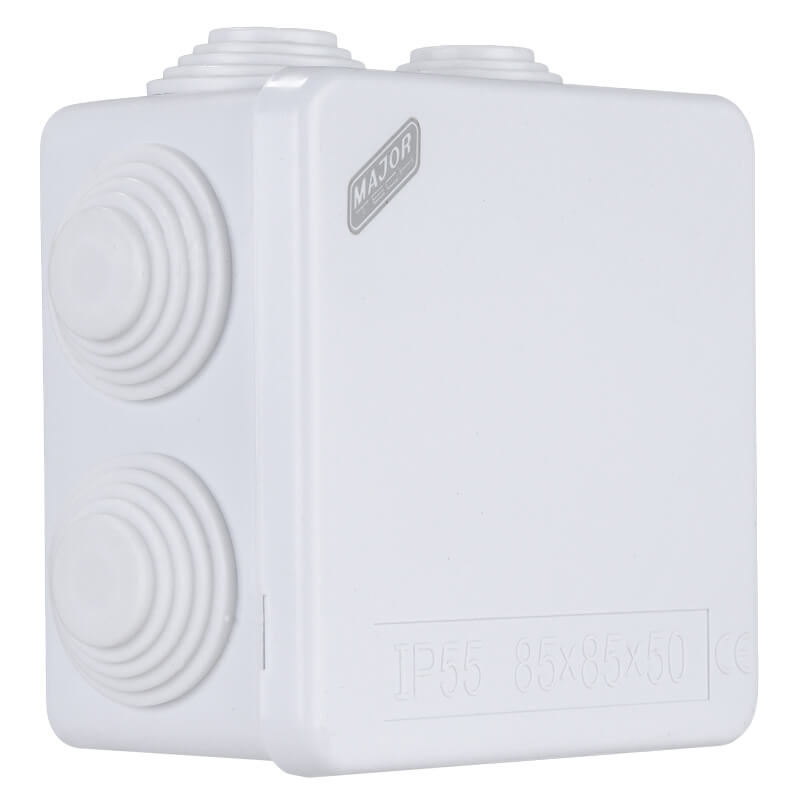 IP55 Square Junction Box with Rubber Glands | 85mm x 85mm x 50mm | IK08 Rated
