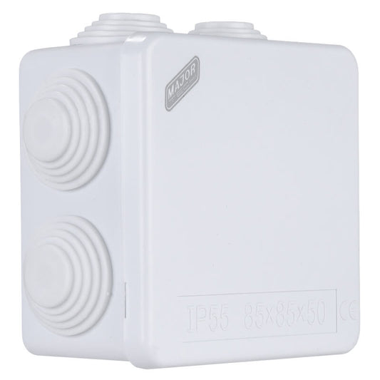 IP55 Square Junction Box with Rubber Glands | 85mm x 85mm x 50mm | IK08 Rated