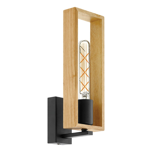 Eurolux Littleton 1-Light E27 Wall Light (Black & Brown Finish) – W582