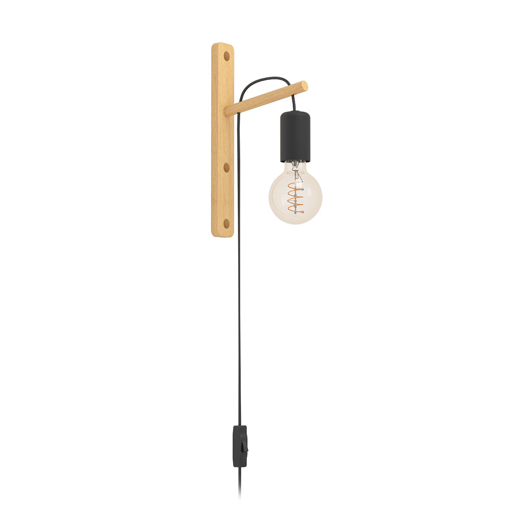 Eurolux Pockley 1-Light E27 Wall Light (Black & Brown Finish) – W671
