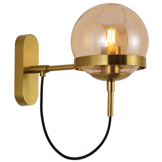 WB238 Bright Star GOLD GOLD GLASS WALL LIGHT 1X60W ES