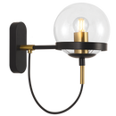 WB239 Bright Star BK/GD BLACK GLASS WALL LIGHT 1X60W ES
