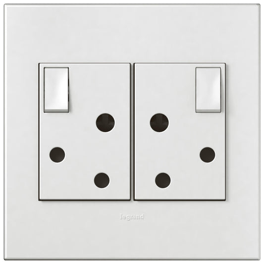 Legrand 572022 Monoblock White with White Cover Plate 2x RSA 4x4 Wall Socket