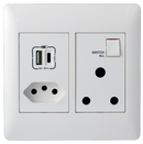 Legrand 701047 Ysalis White Monoblock with 3A USB A&C, Euro & RSA 4x4 Wall Socket