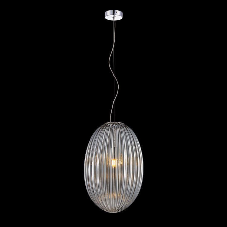 K. Light A-KLCH-900-L/SM Chrome with Smoke Glass 230v 60W E27 Marilyn Large Glass Pendant