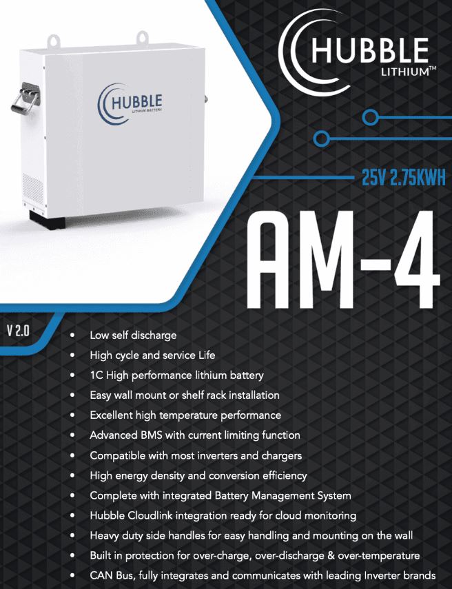 Hubble AM4 25V 2.75KWh Lithium Ion Battery (25V)