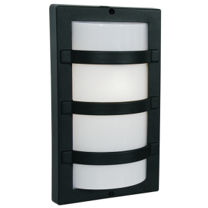 Bright Star Lighting BH060 BLACK Rectangle, Grid Die Cast, Poly Cover IP44 1X60W ES Bulkhead