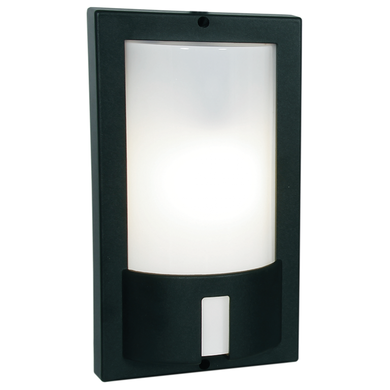 Bright Star Lighting BH061 BLACK Rectangle, Open, Die Cast, Poly Cover IP44 1X60W ES Bulkhead