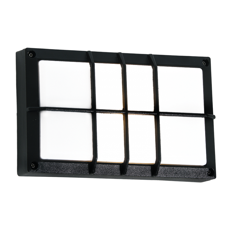 Bright Star Lighting BH076 BLACK Rectangle, Grid,1x15W ES, Die Cast, Poly Cover IP44