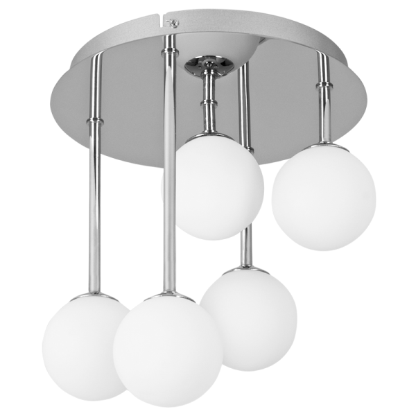 Bright Star Lighting CF015/5 CHROME Polished Chrome Ceiling Fitting with White Glass