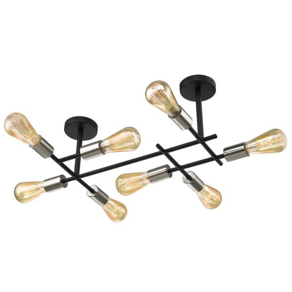 Bright Star Lighting CF057/8 SATIN CHROME Black and Satin Chrome Ceiling Fitting