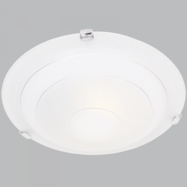 Bright Star Lighting CF1308LG CHROME Large Metal Base with Silver Patterned Alabaster Glass and Silver Clips