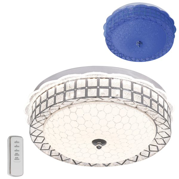 Bright Star Lighting CF164 RGB Colour Changing Ceiling Fitting with Frosted Patterned Glass Acrylic and Remote Control