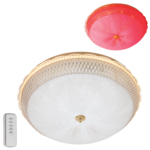 Bright Star Lighting CF165 RGB Colour Changing Ceiling Fitting with Frosted Patterned Glass Acrylic and Remote Control
