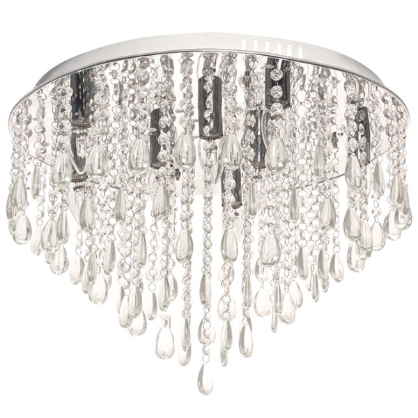 Bright Star Lighting CF315/8+LED Polished Chrome LED Ceiling Fitting with Glass and Acrylic Crystals