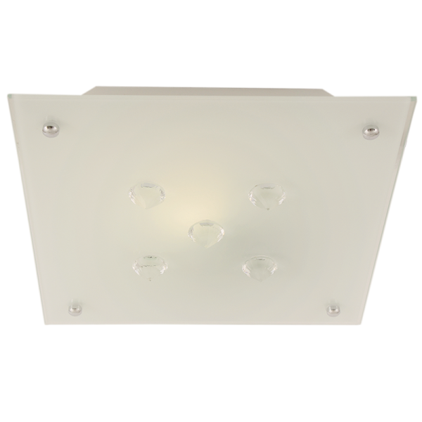 Bright Star Lighting CF322 S WH Small White Metal Base with Frosted Glass and Crystals