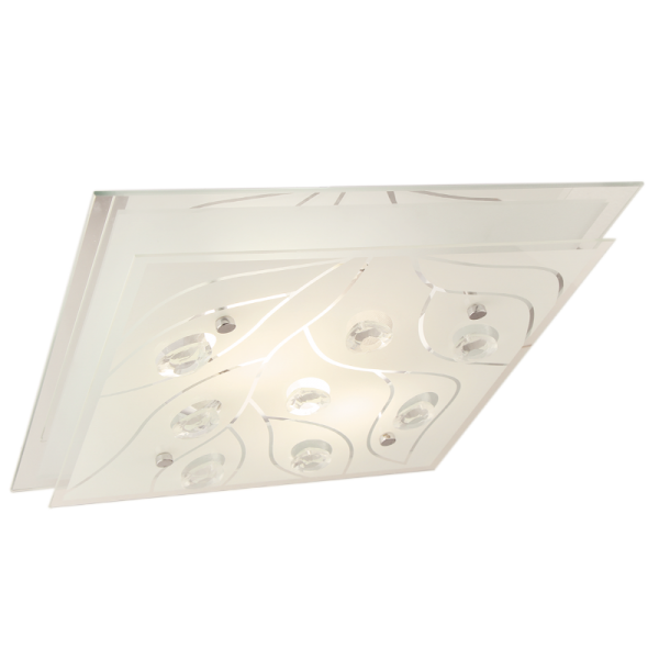 Bright Star Lighting CF360 S CHR Small Polished Chrome Fitting with Frosted Glass and Crystals