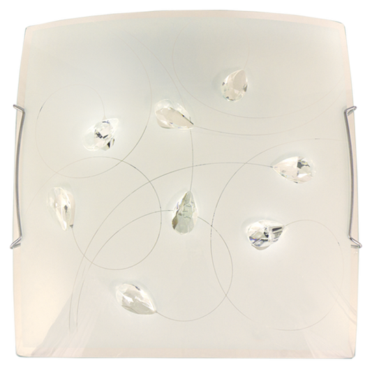 Bright Star CF362 SMALL FROSTED PATTERN GLS+CRYSTAL 2X60W ES 300MM