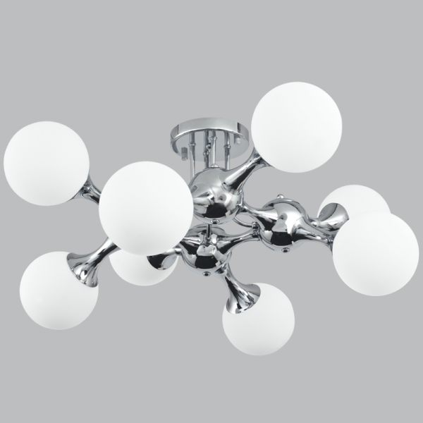 Bright Star CF381/8 CHROME POLISH CHR WITH WHITE GLS 8X60W ES 750X350MM