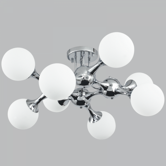 Bright Star CF381/8 CHROME POLISH CHR WITH WHITE GLS 8X60W ES 750X350MM