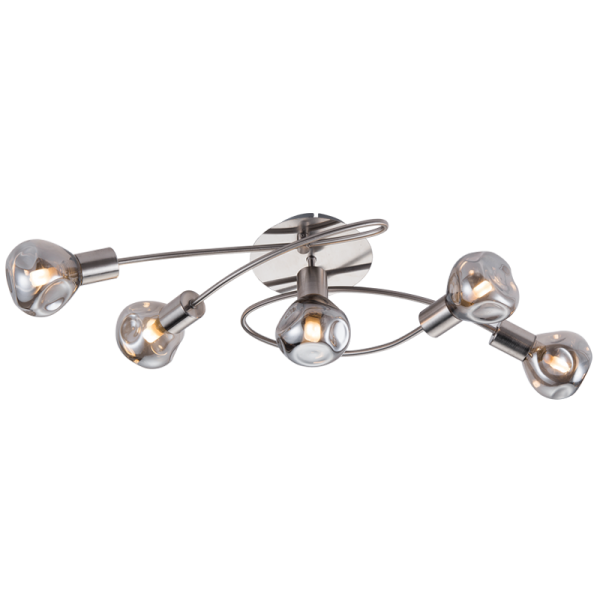 Bright Star Lighting CF468/5 SMOKE Satin Chrome Ceiling Fitting with Smoke Glass